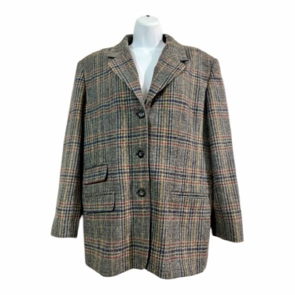 Vintage Character Suburban Wear Plaid Wool Blazer Coat Size XL Classic Winter